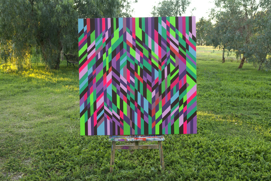 Sam Songailo.  green one, 2011, acrylic on canvas 122cm x 122cm