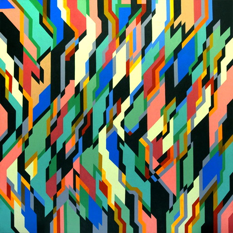 slow attack, 150cm x 150cm, acrylic on canvas, 2009