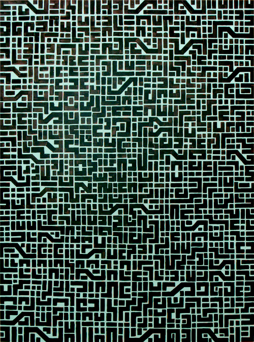 circuit board BLACK, 90cm x 120cm, acrylic on board, 2009