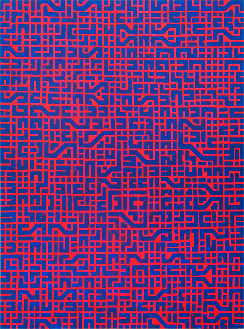 circuit board PINK, 90cm x 120cm, acrylic on board, 2009